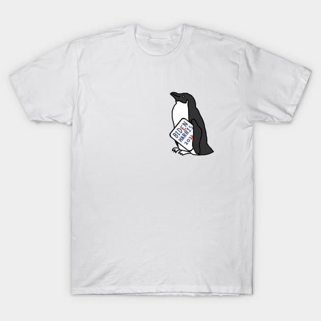 Small Penguin with Biden Harris 2024 Sign T-Shirt by ellenhenryart